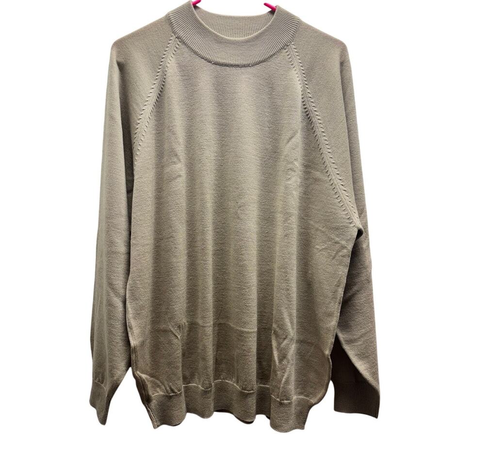 Beige Merino Wool Men's Size XL Acrylic Blend Neutral Pullover Sweater Tagio